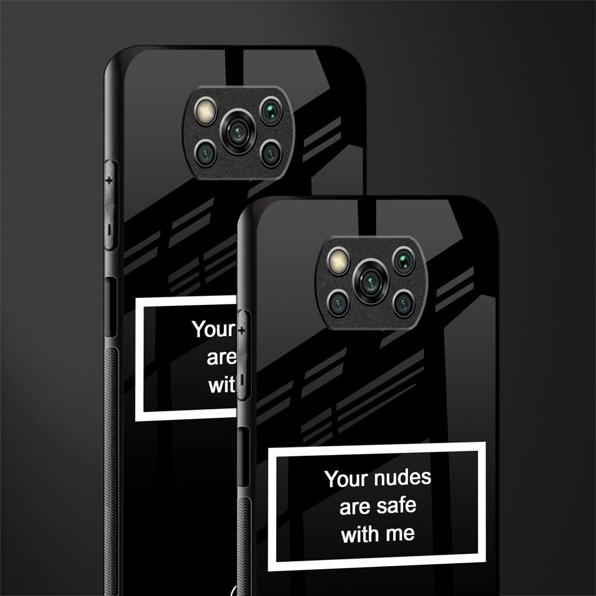 your nudes are safe with me black glass case for poco x3 image-2