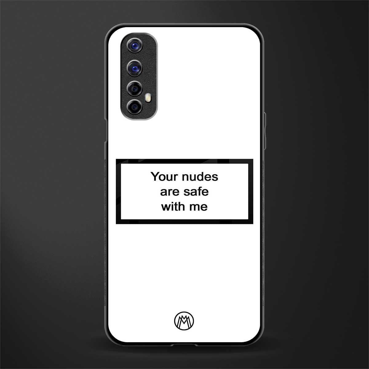 your nudes are safe with me white glass case for realme 7 image