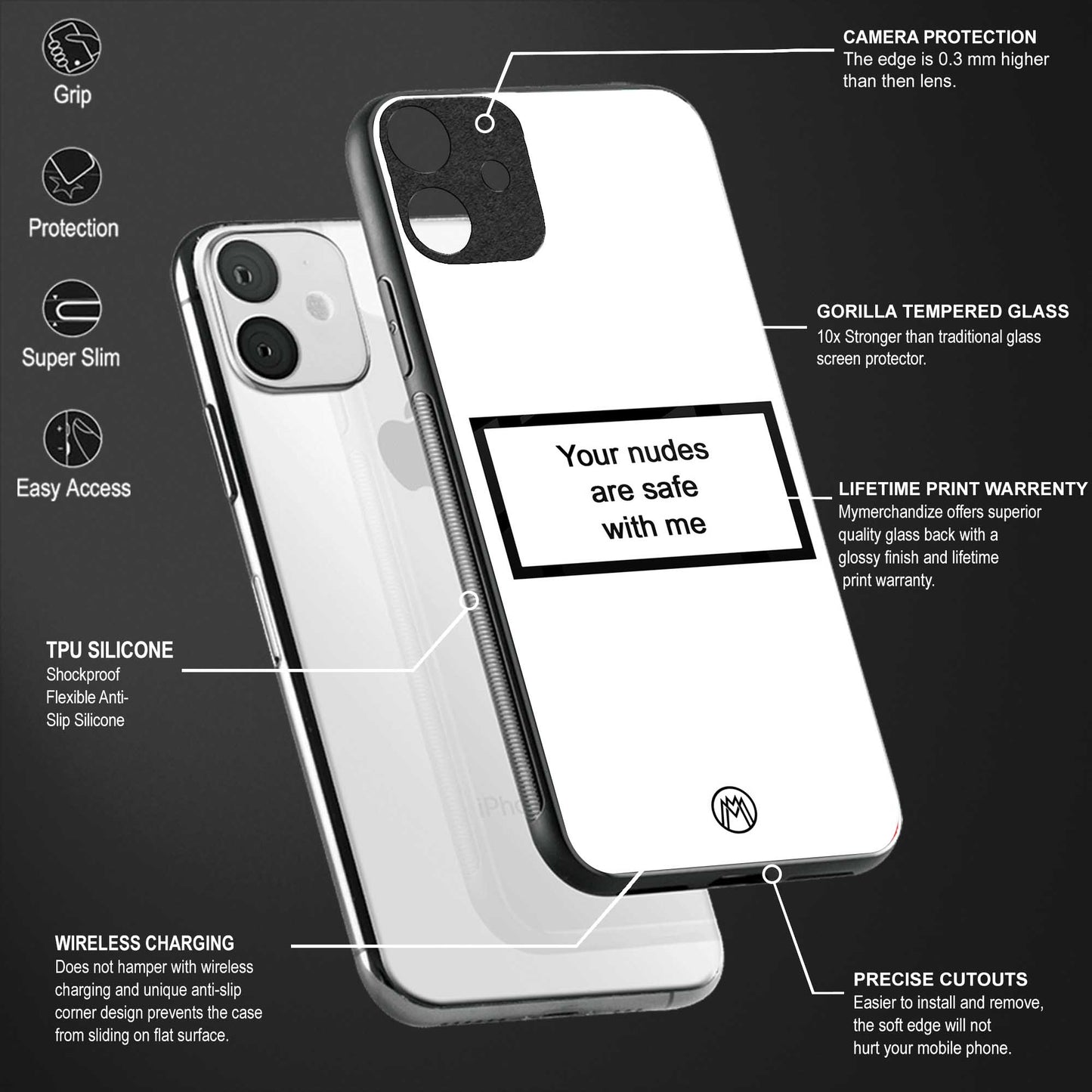 your nudes are safe with me white glass case for oppo reno 3 pro image-4