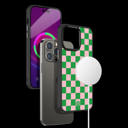 Pink & Green Check Pattern Phone Cover | MagSafe Case