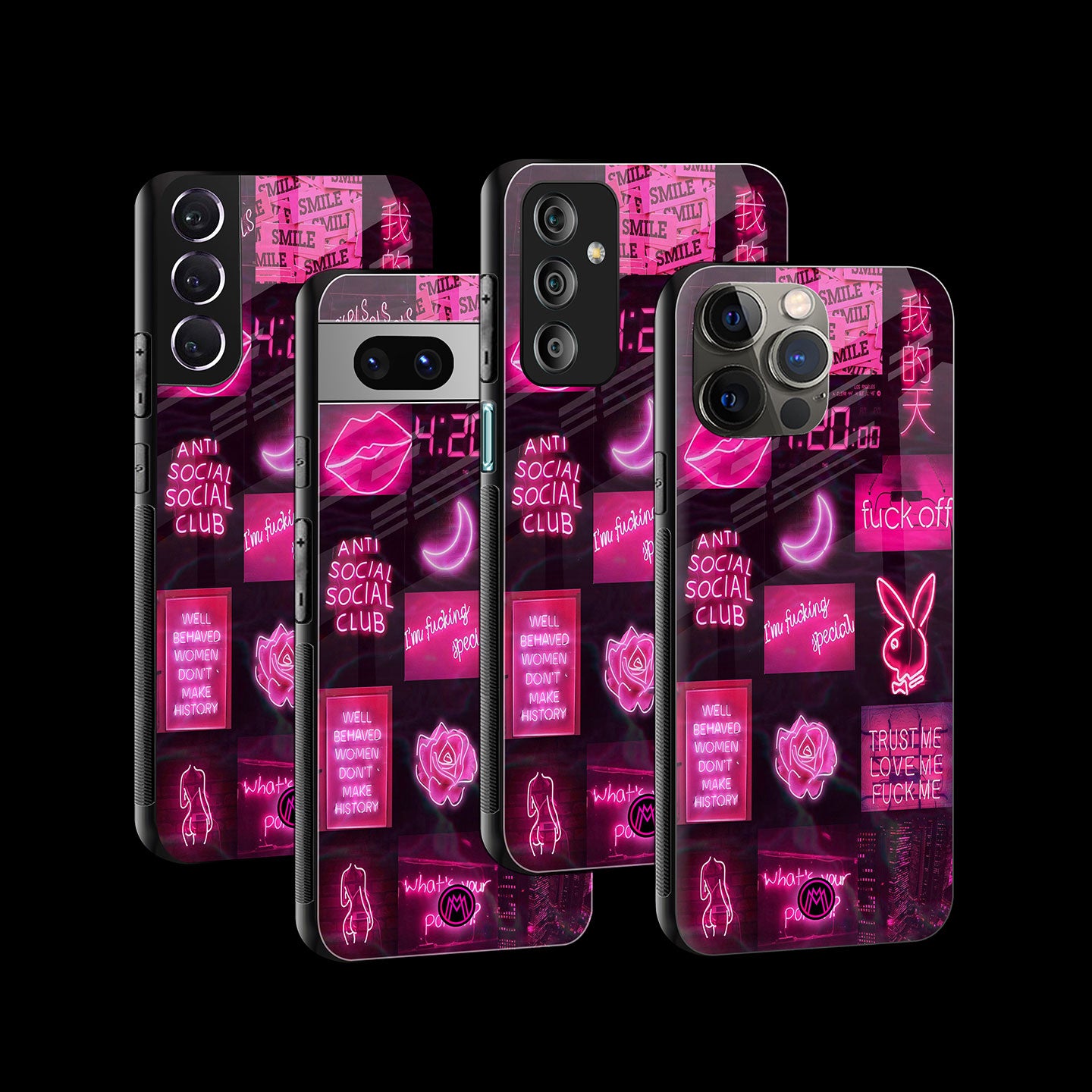 Black Pink Aesthetic Collage Phone Cover | Glass Case