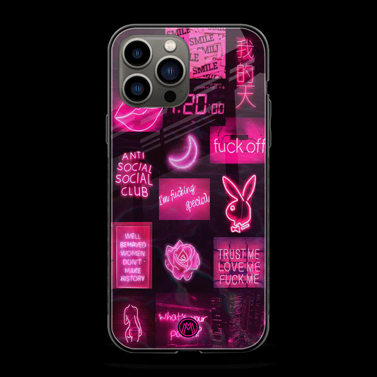 Black Pink Aesthetic Collage Phone Cover | Glass Case