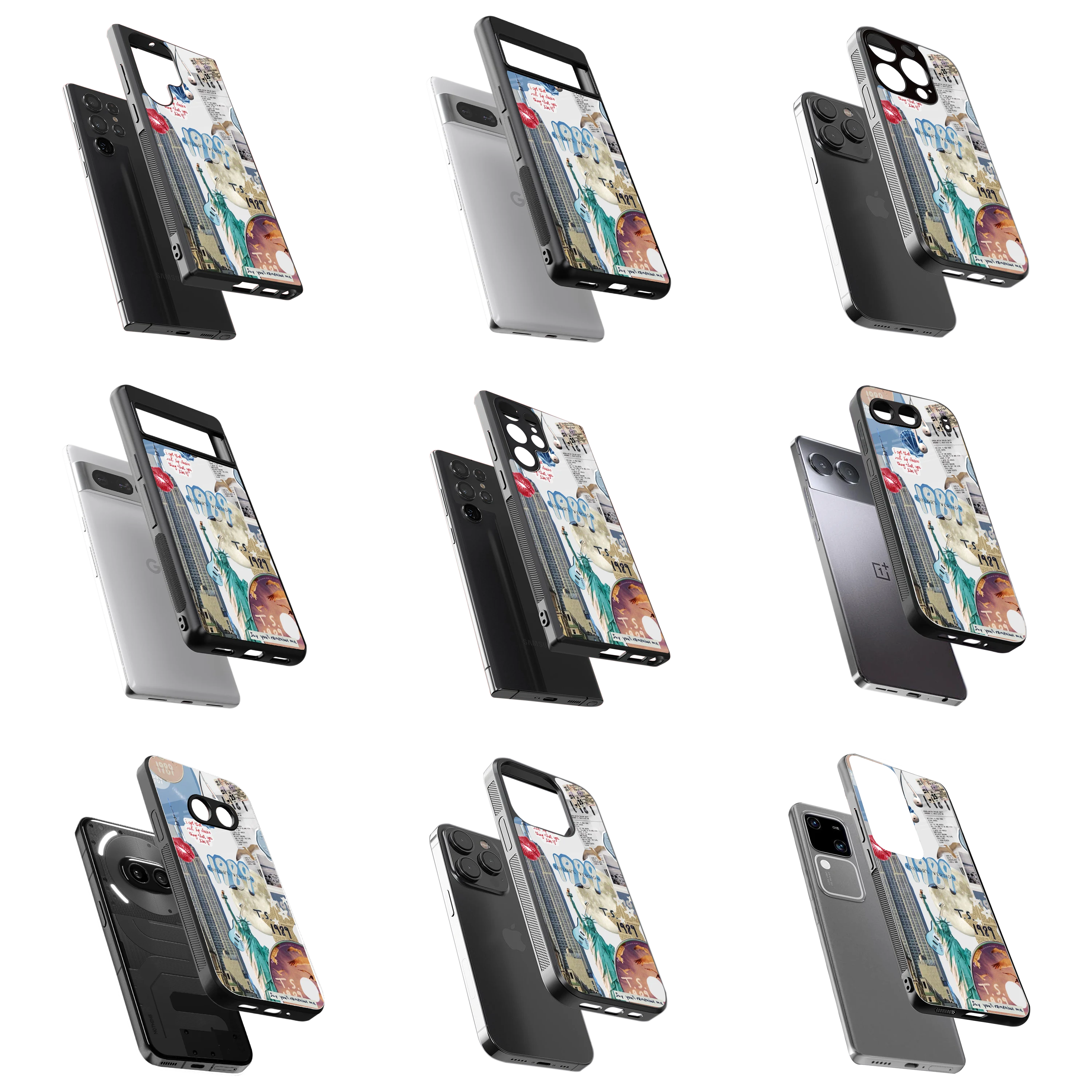 Durable Glass Back Mobile Case for iPhone, Samsung, OnePlus, Google Pixel, Redmi, Vivo, Oppo