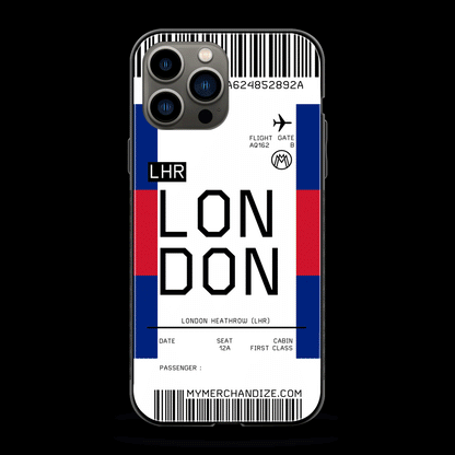 London Boarding Pass Ticket Phone Cover | Glass Case