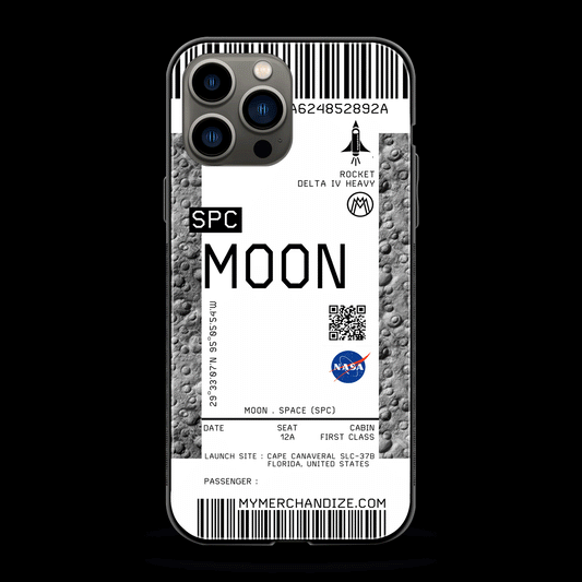 Moon Boarding Pass Ticket Phone Cover | Glass Case