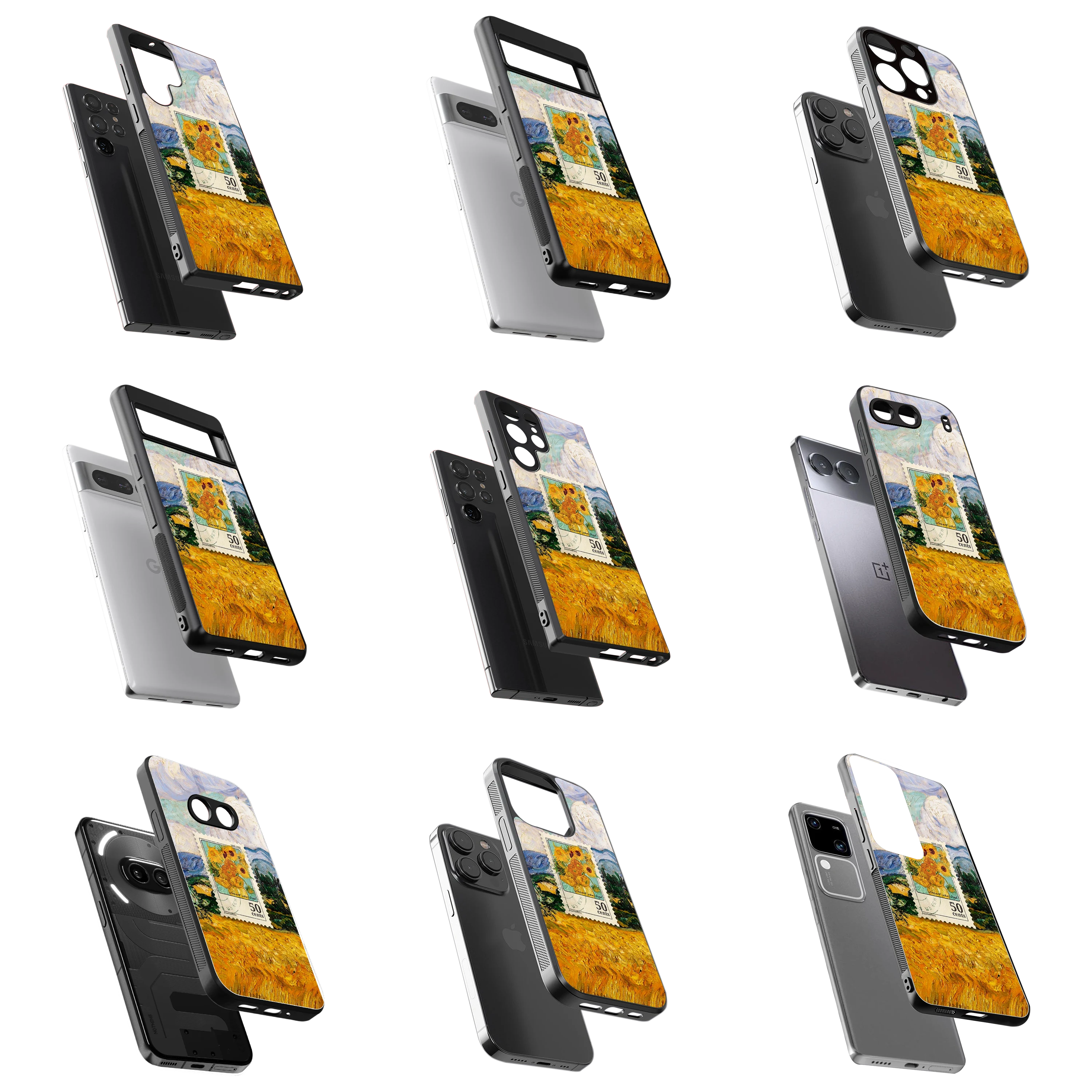 Durable Glass Back Mobile Case for iPhone, Samsung, OnePlus, Google Pixel, Redmi, Vivo, Oppo