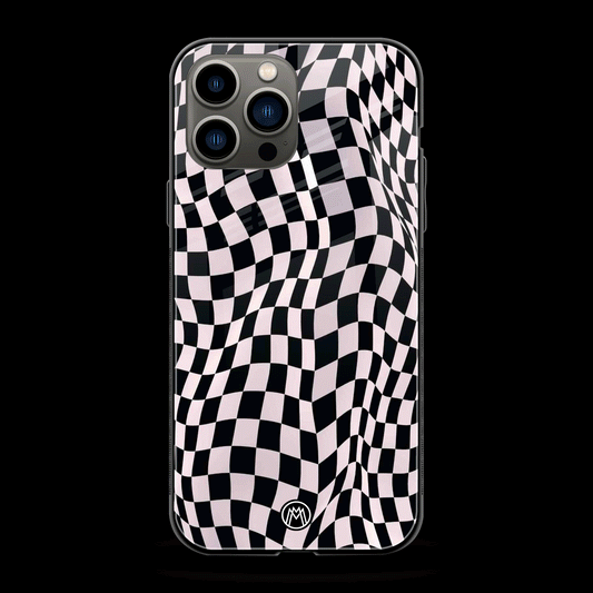 Trippy B&W Check Pattern Phone Cover | Glass Case