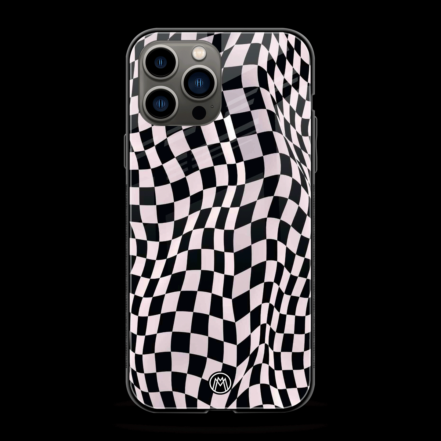 Trippy B&W Check Pattern Phone Cover | Glass Case