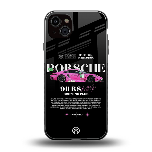 911 drifting club back phone cover | glass case for iphone 15 plus