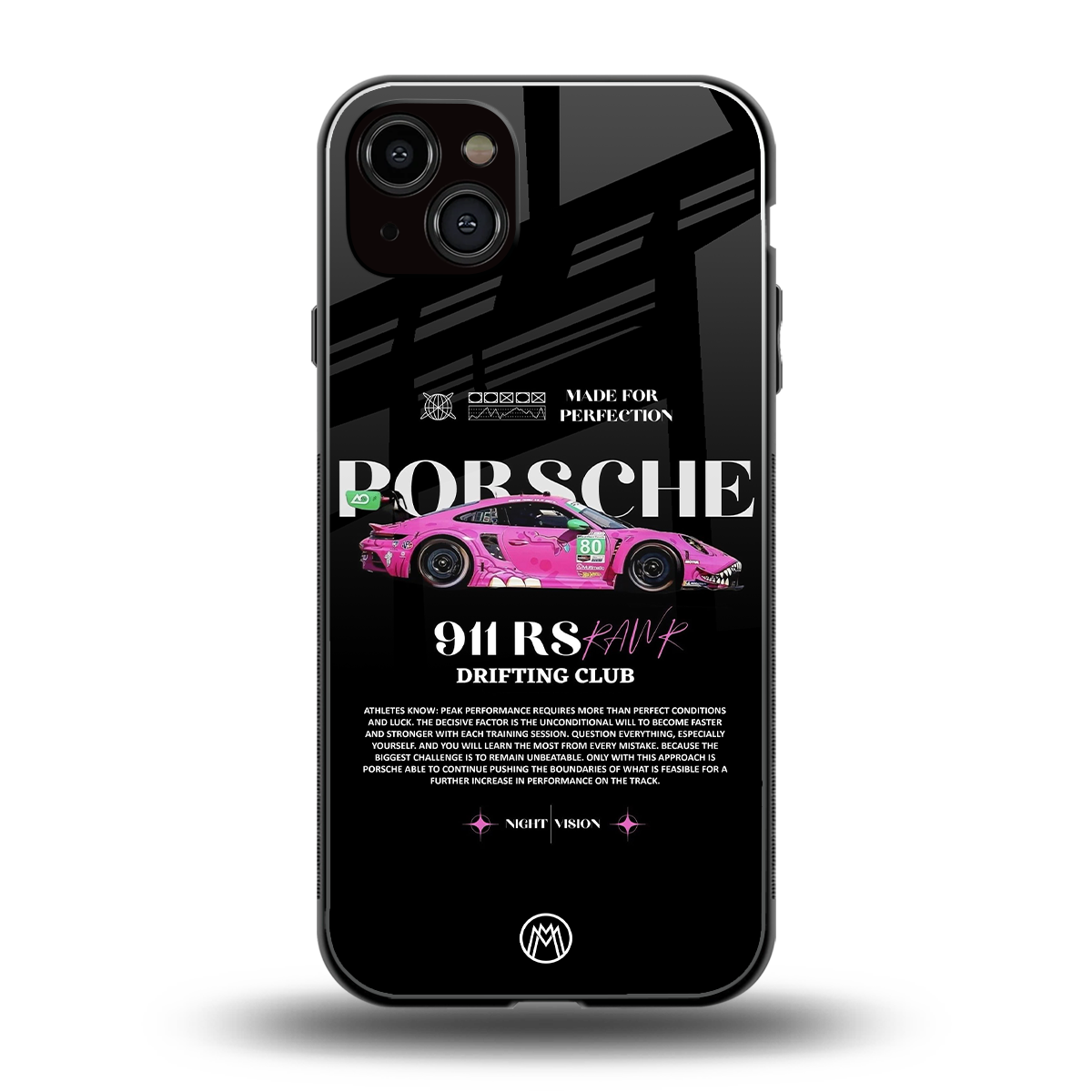 911 drifting club back phone cover | glass case for iphone 14 plus