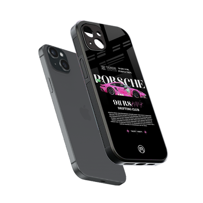 911 drifting club back phone cover | glass case for iphone 15 plus