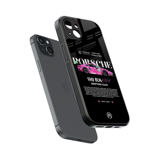 911 drifting club back phone cover | glass case for iphone 15 plus