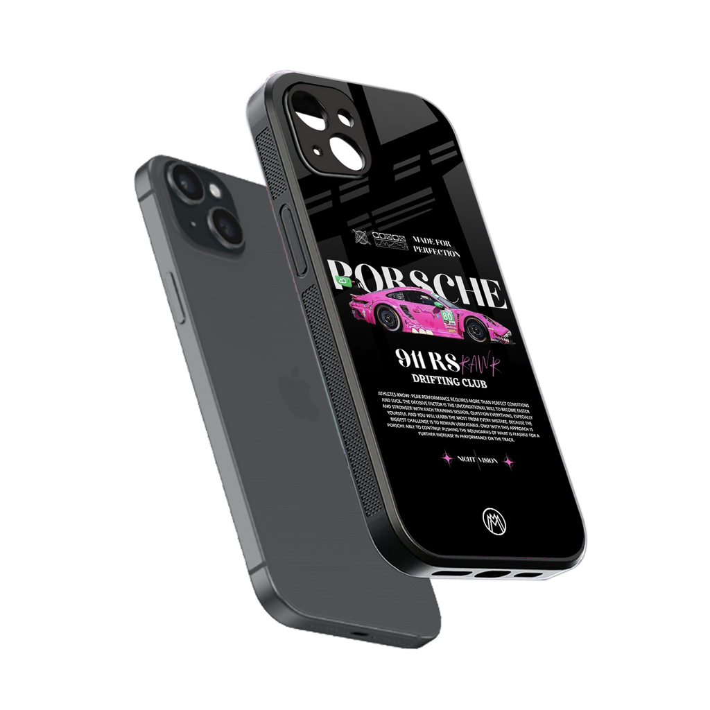 911 drifting club back phone cover | glass case for iphone 14 plus