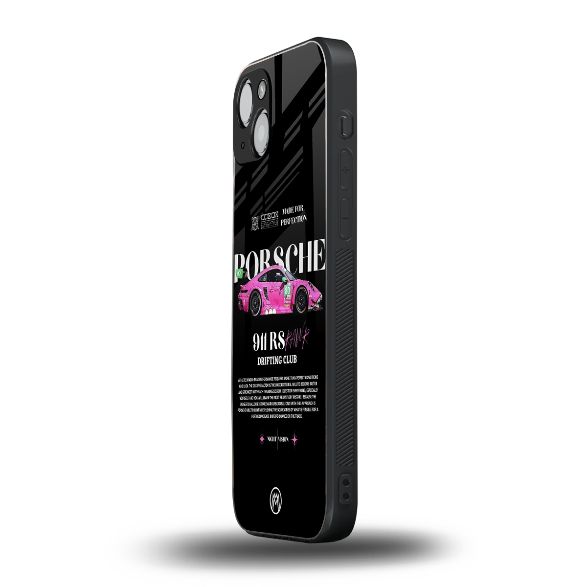 911 drifting club back phone cover | glass case for iphone 15 plus