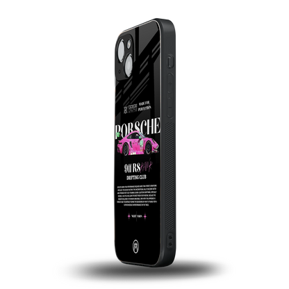 911 drifting club back phone cover | glass case for iphone 15 plus