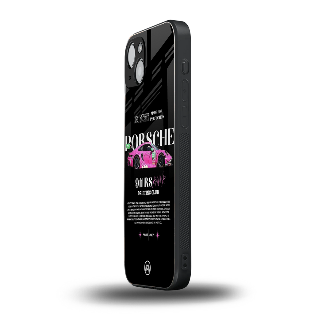 911 drifting club back phone cover | glass case for iphone 14 plus