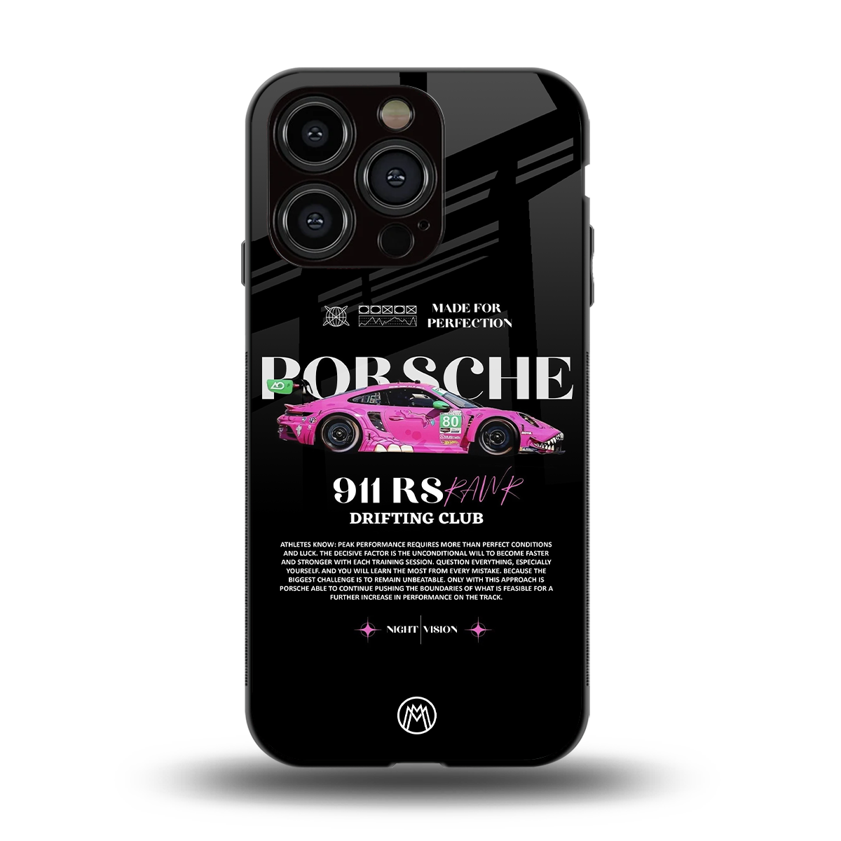 911 drifting club back phone cover | glass case for iphone 15 pro