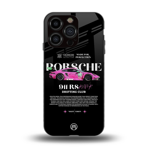 911 drifting club back phone cover | glass case for iphone 15 pro