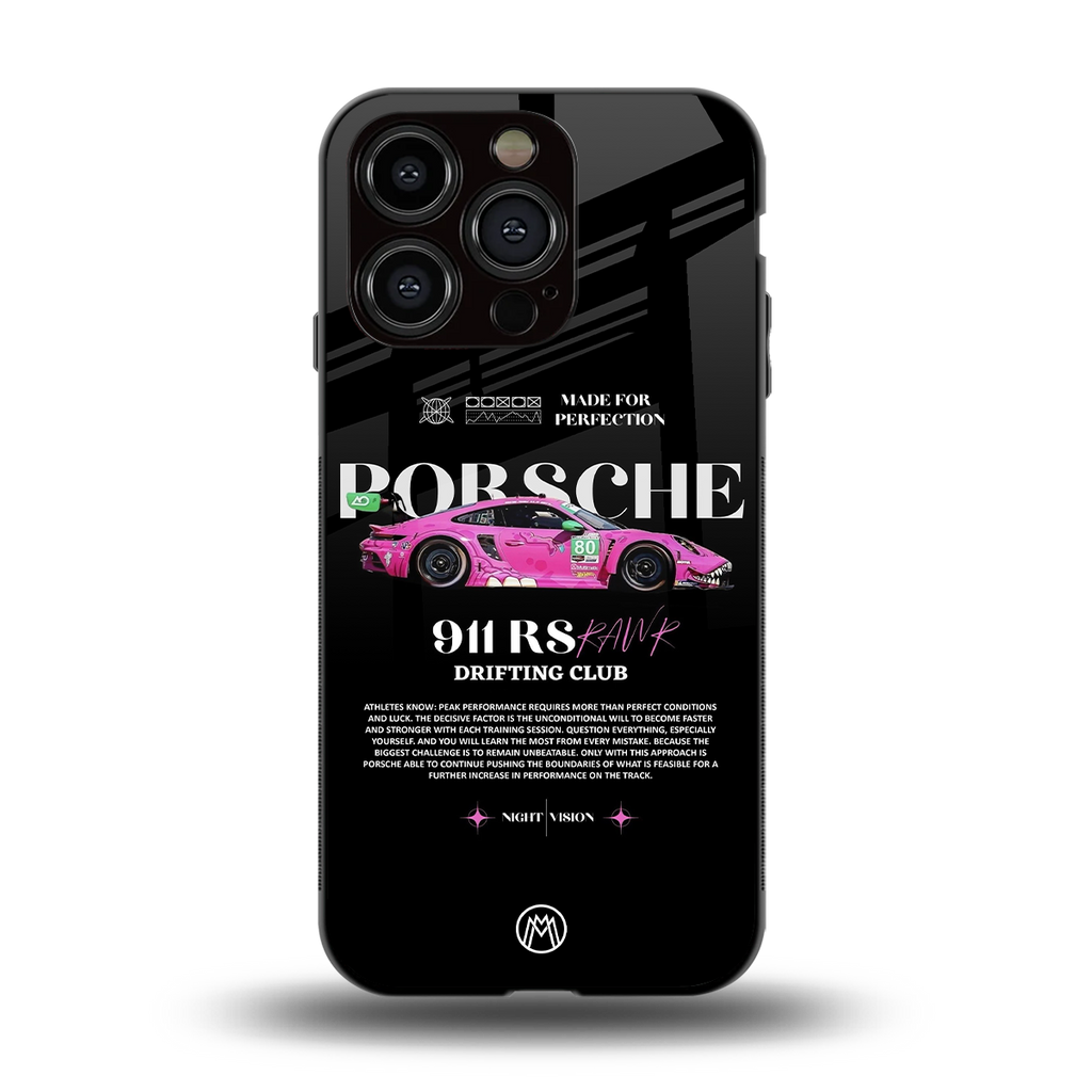 911 drifting club back phone cover | glass case for iphone 14 pro