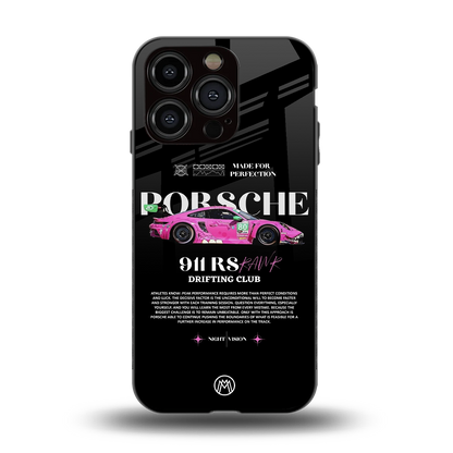 911 drifting club back phone cover | glass case for iphone 14 pro