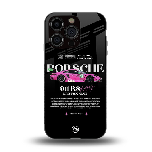 911 drifting club back phone cover | glass case for iphone 14 pro