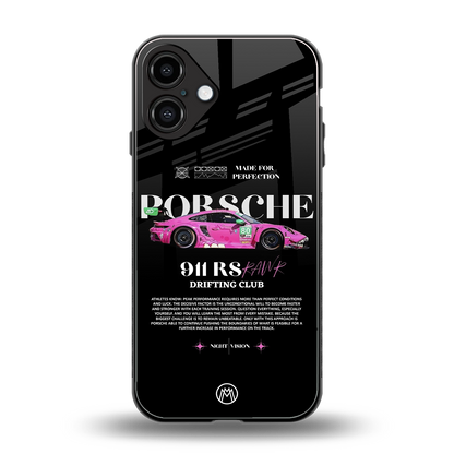 911 drifting club back phone cover | glass case for iphone 16 plus