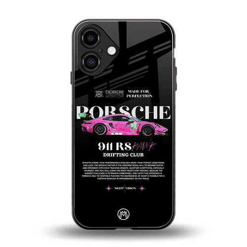 911 drifting club back phone cover | glass case for iphone 16 plus
