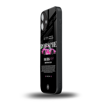 911 drifting club back phone cover | glass case for iphone 16 plus