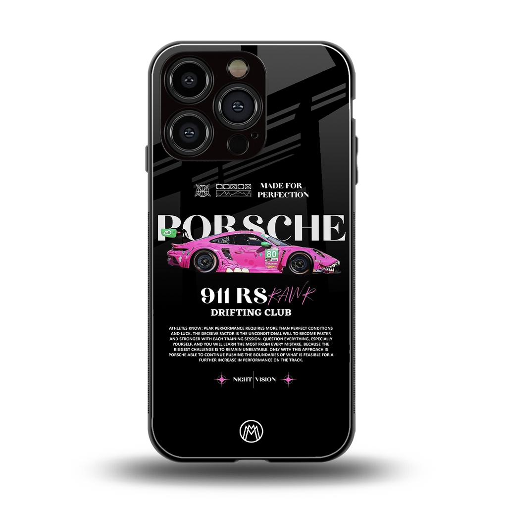 911 drifting club back phone cover | glass case for iphone 16 pro