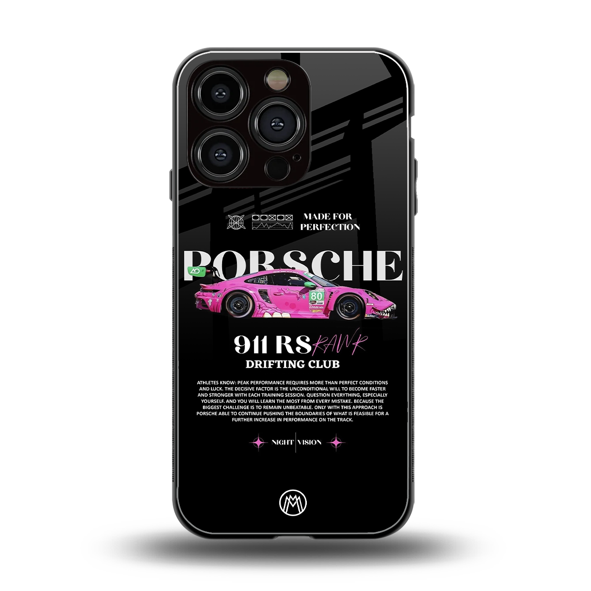 911 drifting club back phone cover | glass case for iphone 16 pro