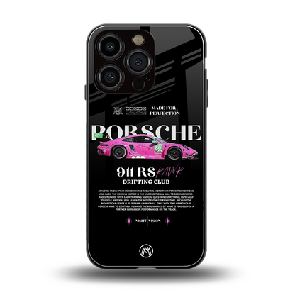 911 drifting club back phone cover | glass case for iphone 16 pro