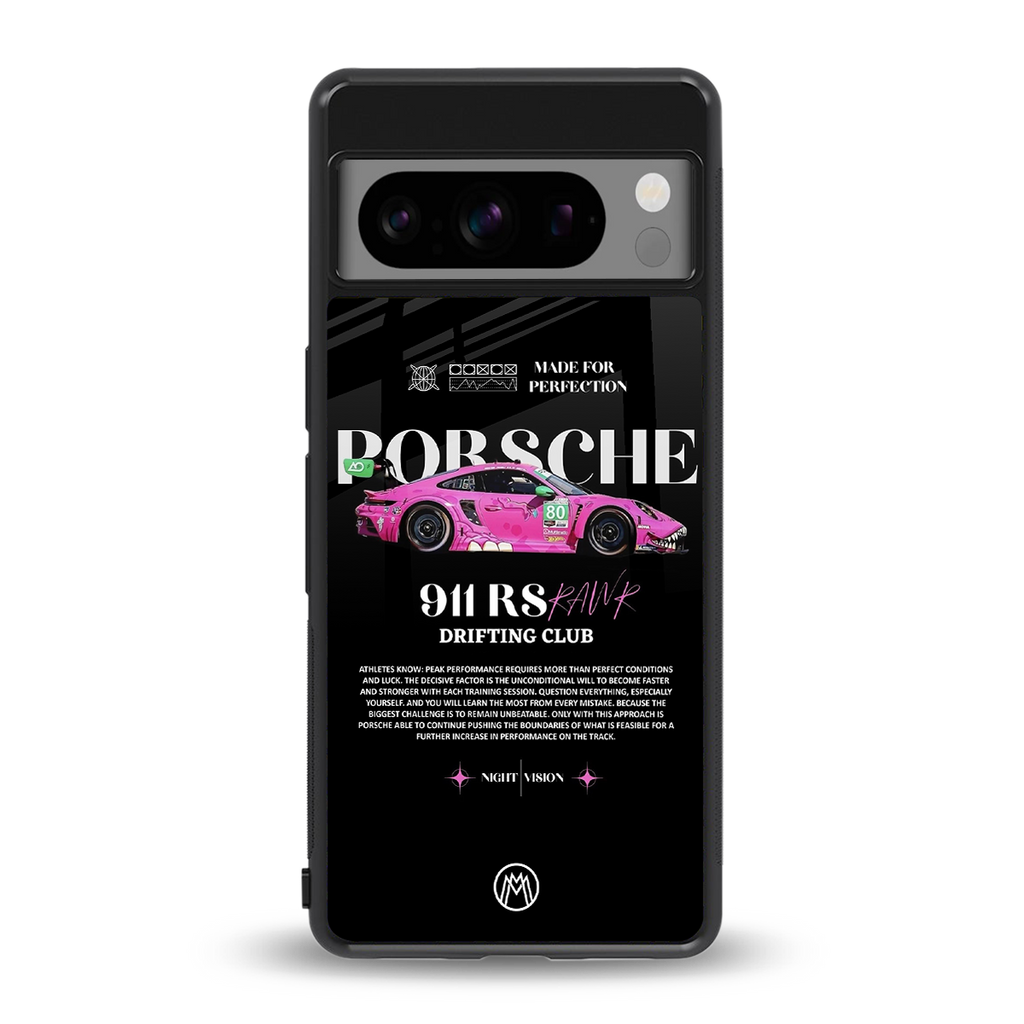 911 drifting club back phone cover | glass case for google pixel 8 pro