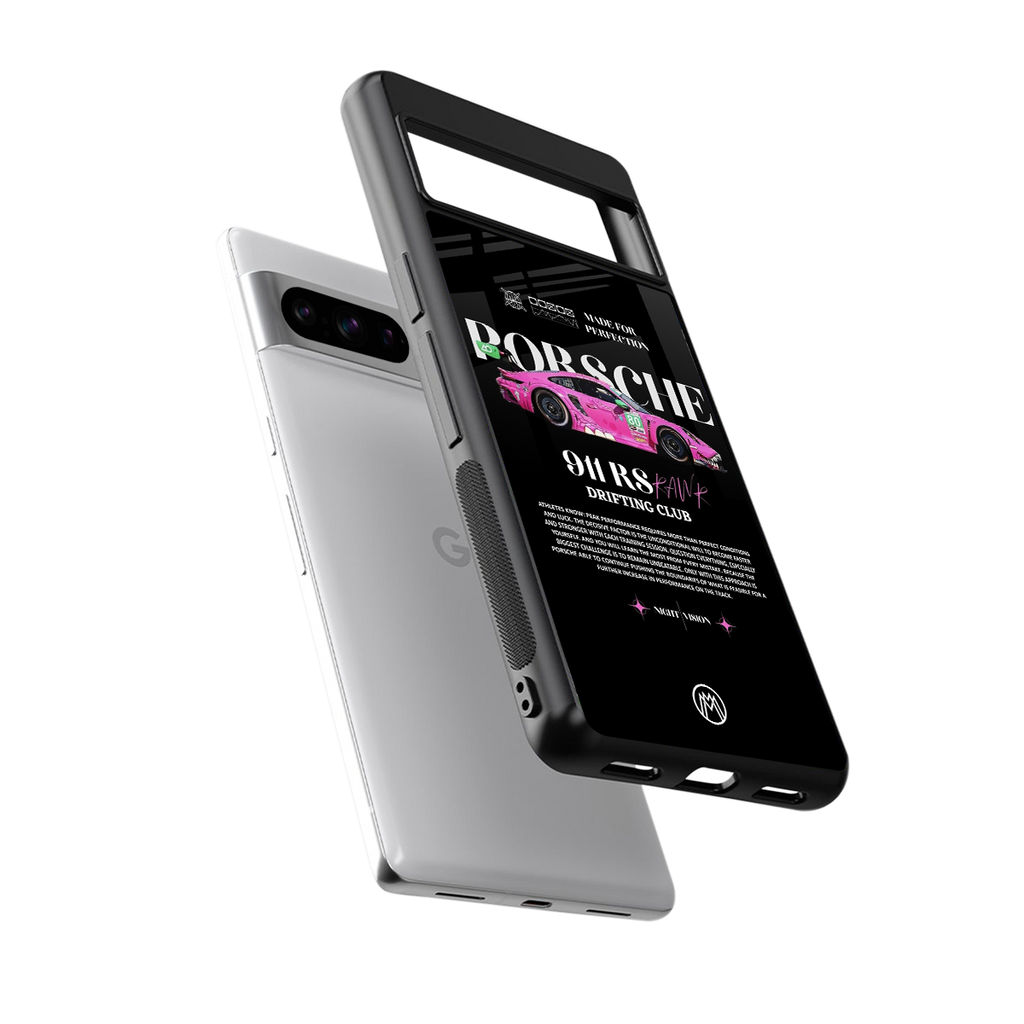 911 drifting club back phone cover | glass case for google pixel 8 pro