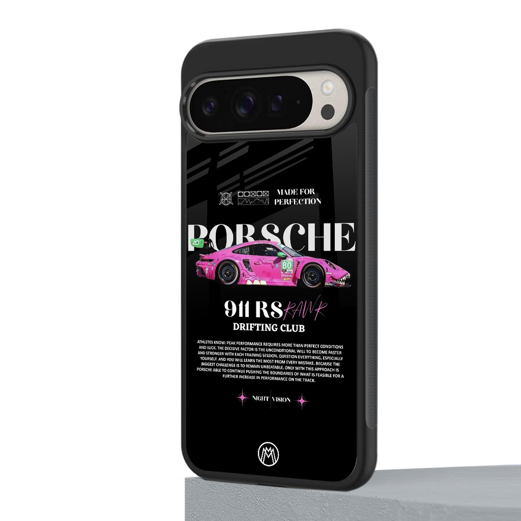 911 drifting club back phone cover | glass case for google pixel 9 pro xl