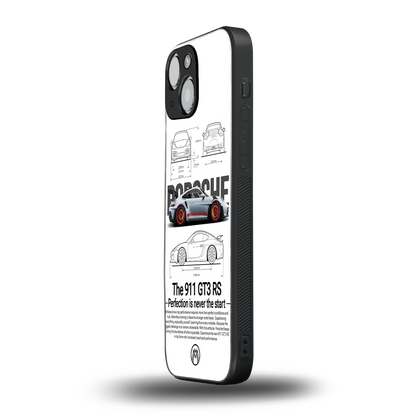 911 gt3 rs white back phone cover | glass case for iphone 13 mini