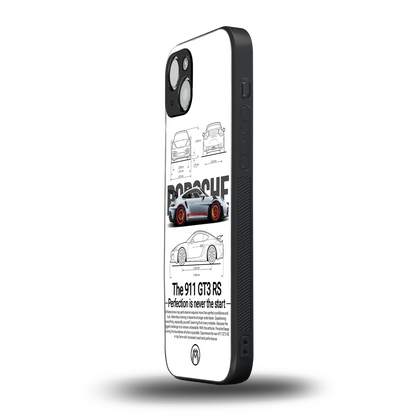 911 gt3 rs white back phone cover | glass case for iphone 13