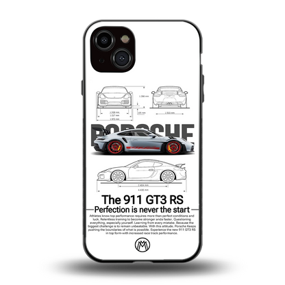911 gt3 rs white back phone cover | glass case for iphone 15 plus