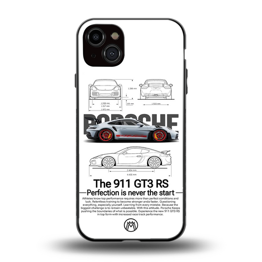 911 gt3 rs white back phone cover | glass case for iphone 15 plus