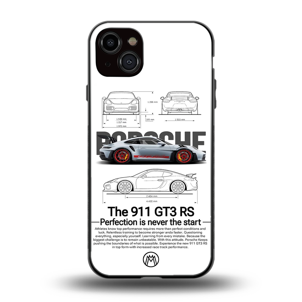 911 gt3 rs white back phone cover | glass case for iphone 14 plus