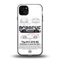911 gt3 rs white back phone cover | glass case for iphone 14 plus