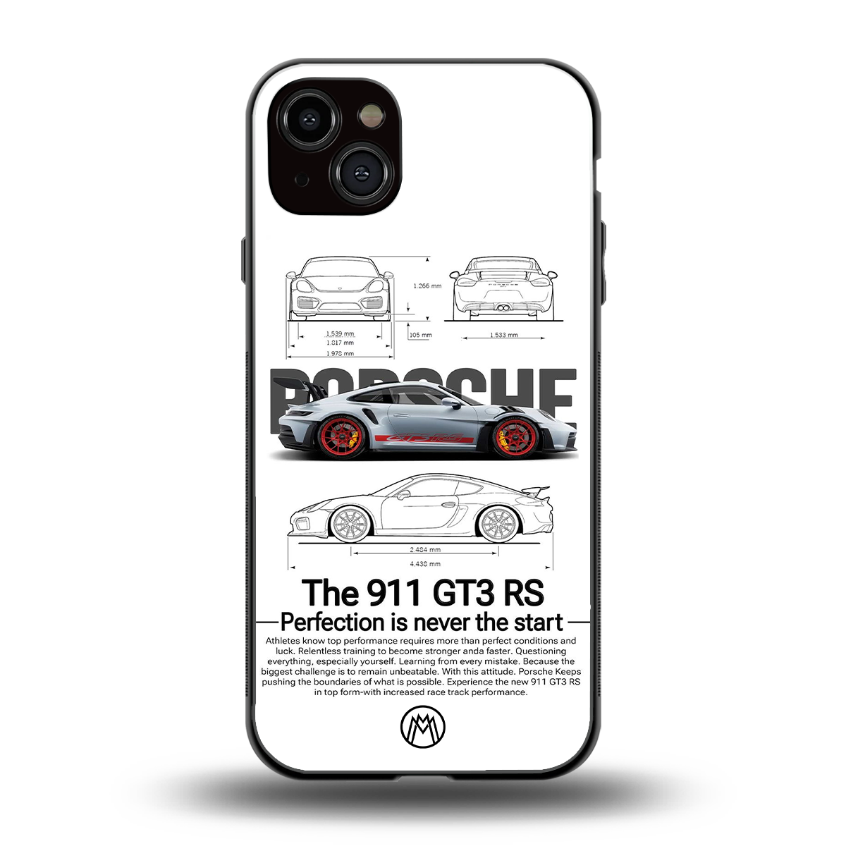 911 gt3 rs white back phone cover | glass case for iphone 14 plus