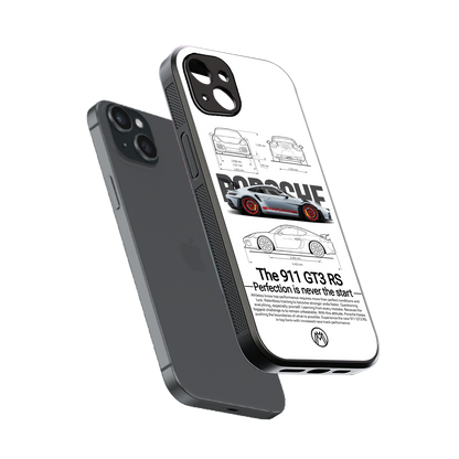 911 gt3 rs white back phone cover | glass case for iphone 15 plus