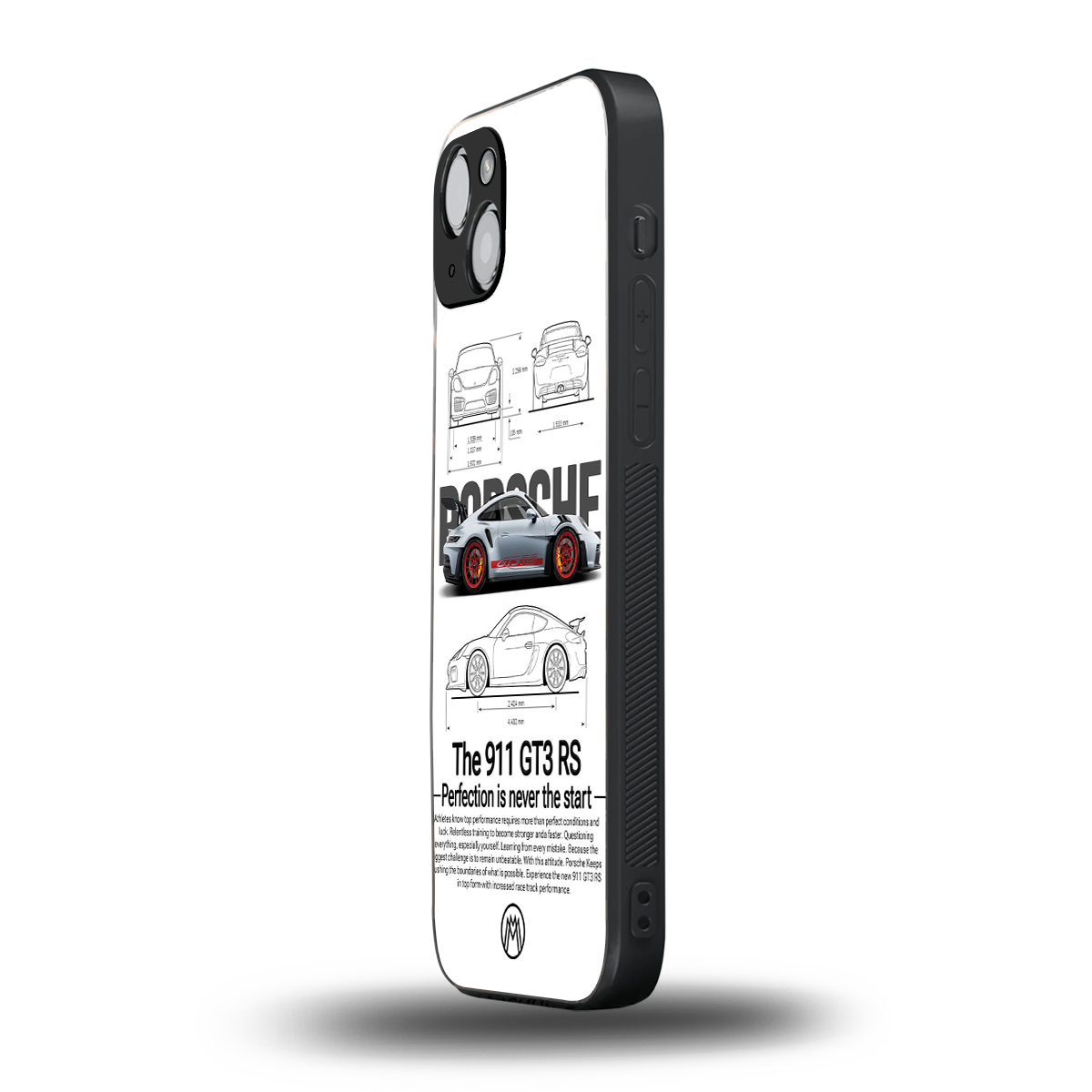 911 gt3 rs white back phone cover | glass case for iphone 14 plus