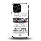 911 gt3 rs white back phone cover | glass case for iphone 15 pro max