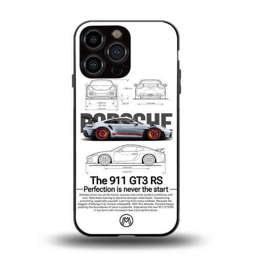 911 gt3 rs white back phone cover | glass case for iphone 15 pro max