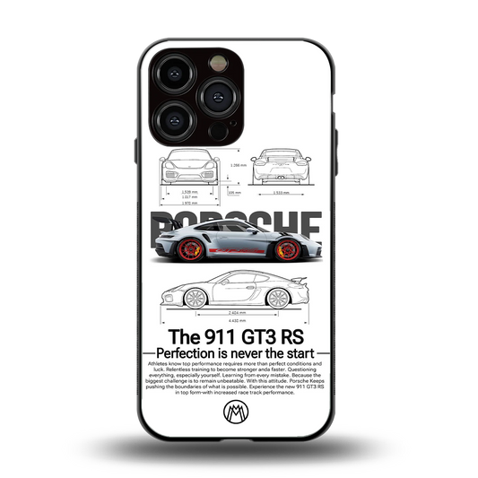 911 gt3 rs white back phone cover | glass case for iphone 14 pro max