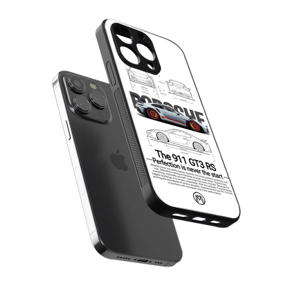 911 gt3 rs white back phone cover | glass case for iphone 14 pro max