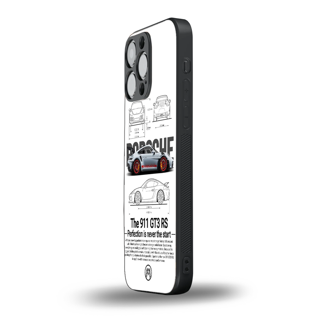 911 gt3 rs white back phone cover | glass case for iphone 14 pro max