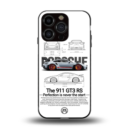 911 gt3 rs white back phone cover | glass case for iphone 14 pro