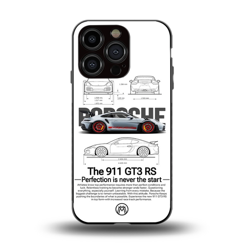 911 gt3 rs white back phone cover | glass case for iphone 14 pro